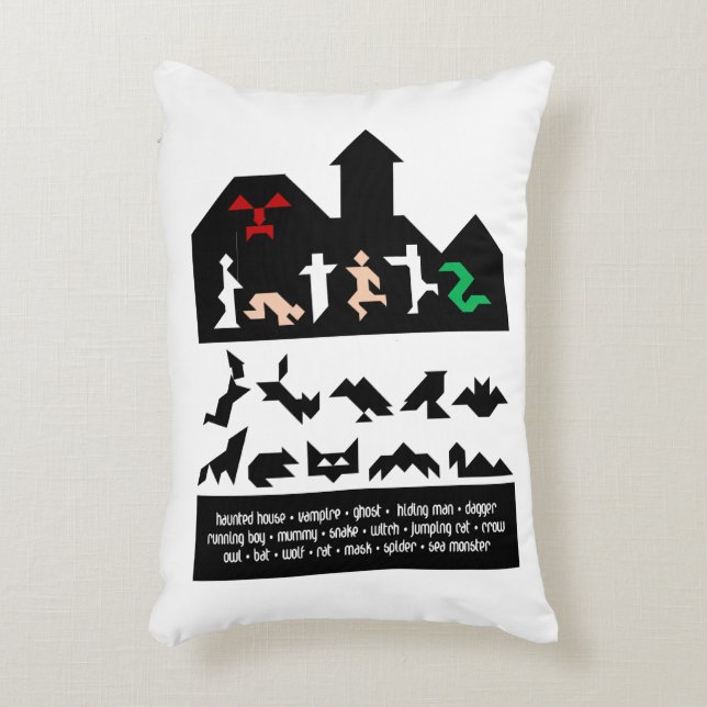 18 Halloween Tangram Bilder Prydnadskudde (Framsidan(Vertikal))