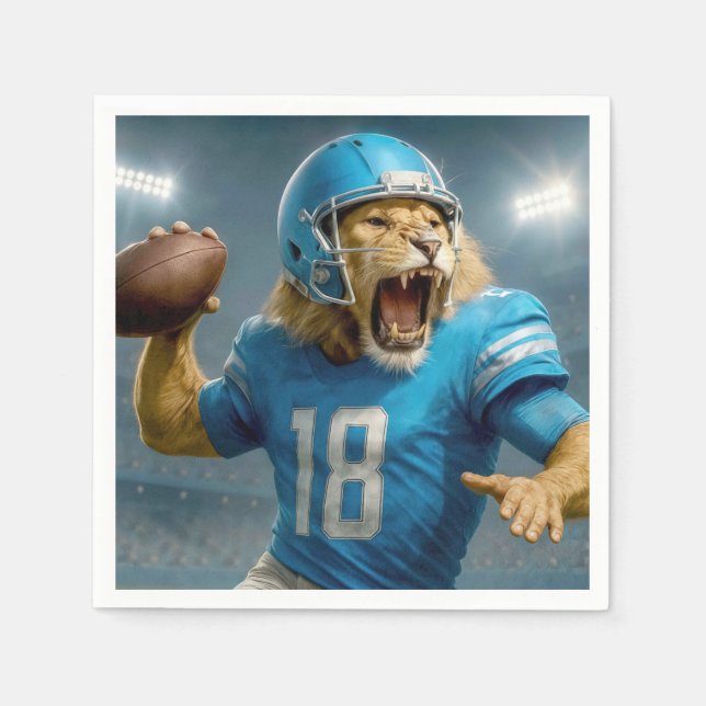 #18 Lejon fotbollsspelare Pappersservett (Framsidan)