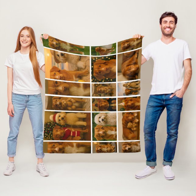 18 Mall för Personlig för fotokollage Fleecefilt (På plats)