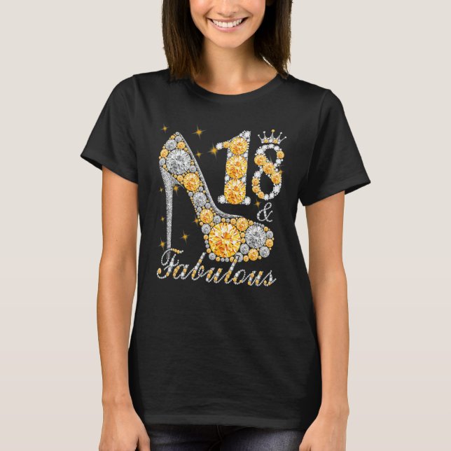 18 och Fabulous 18 Years 18 Birthday Diamond C T Shirt (Framsida)