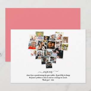18 Photos Collage Heart Shape Lycklig Mors dag Inbjudningar