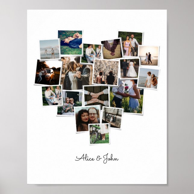 18 Photos Collage Heart Shape Poster (Framsidan)
