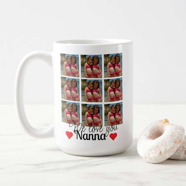 18 Photos Collage Nanna Birthday Gift Kaffemugg (Med munk)