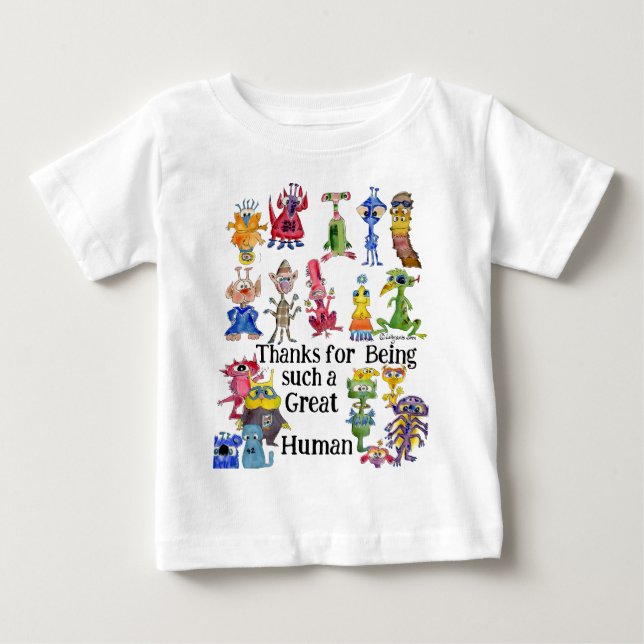 18 Roliga Tecknade Aliens Uttrycker Tacksamhet T Shirt (Framsida)