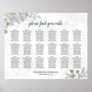 18 Sätesdiagram för Bord Eucalyptus Lavender Bröll Poster