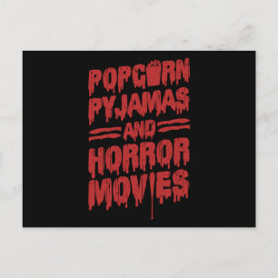 18.Skräckfilms Popcorn Pyjamas Och Skräckfilmer Inbjudan Vykort