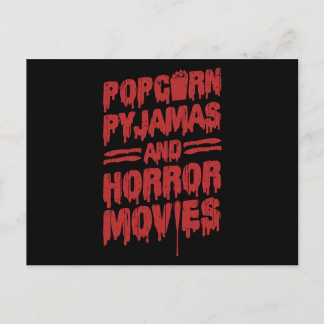 18.Skräckfilms Popcorn Pyjamas Och Skräckfilmer Inbjudan Vykort (Framsida)