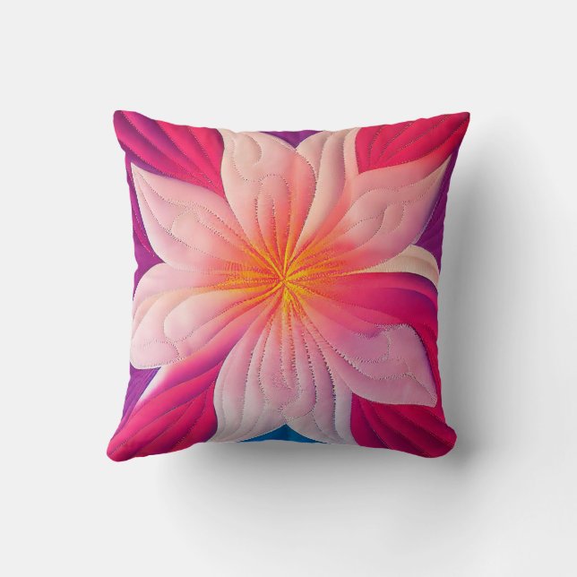 18-tums Hawaii Quilted Plumeria Appliqué Pillow Kudde (Baksida)