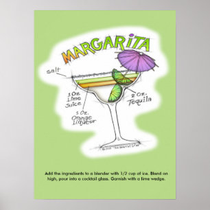 18-tums X 24-tums POSTER - MARGARITA RECIPE COCKTA