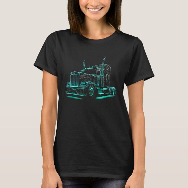 18 Wheeler Semi Truck  for Truck Drivers Who Love  T Shirt (Framsida)