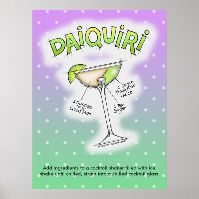 18" x 24" POSTER - DAIQUIRI RECEPT COCKTAIL KONST (Framsidan)