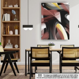 18 x 24-tums Trend Abstrakt Art Black White Powder Canvastryck