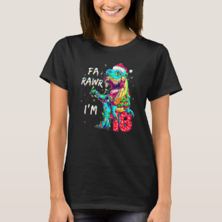 18 Years Old Fa Rawr I'm 18 Dinosaur 18th Birthday T Shirt