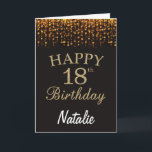 18th Birthday Black and Gold Glitter Card Kort<br><div class="desc">18th Birthday Black and Gold Glitter Card with personalized name. For further customization,  please click the "Customize it" button and use our design tool to modify this template.</div>