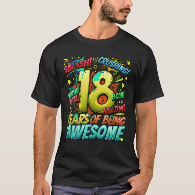 18th Birthday Comic Style Awesome Since 2005 18 Ye T Shirt (Framsida)