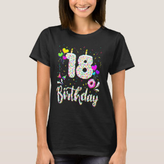 18th Birthday Girl Tee 18 Years Old Bday Doughnut 