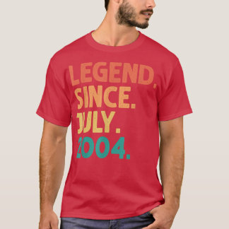18th Birthday Legend Since July 2004 18 Years Old  T Shirt