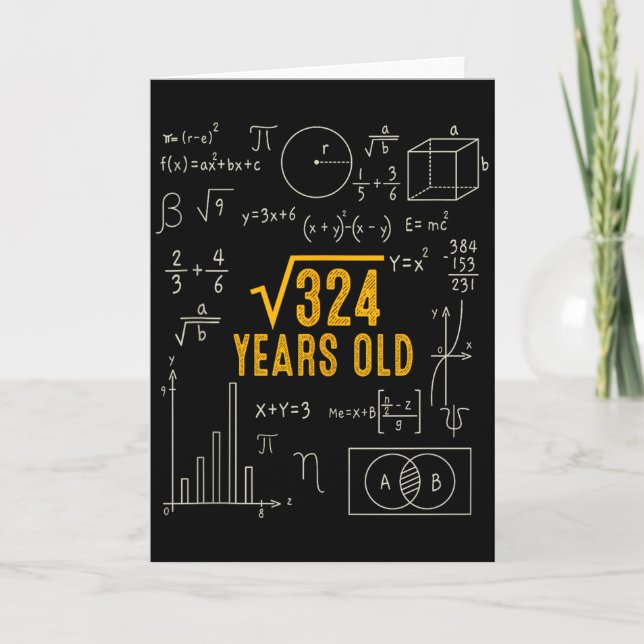 18th Birthday Square Root Of 324 Love Math 18 Year Kort (Framsida)