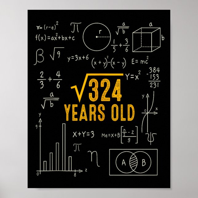 18th Birthday Square Root Of 324 Love Math 18 Year Poster (Framsidan)
