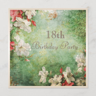 18th Blommor för födelsedagsfestshabby Inbjudningar