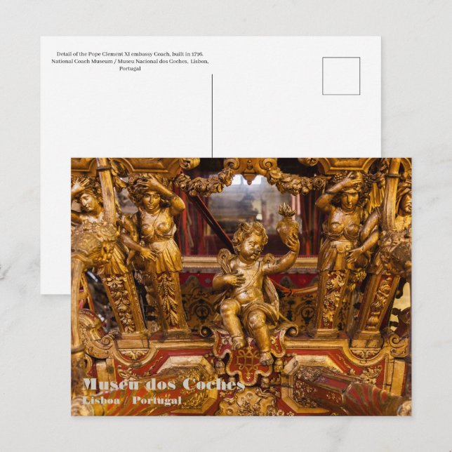 18th c. Coach-uppgifter. Museu dos Coches. Lissabo Vykort (Fram/baksida)