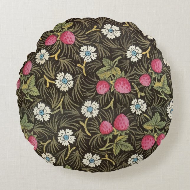 18th Century Textil Jordgubbe Rund Kudde (Framsidan)