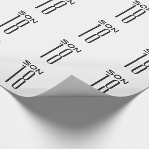 18th Födelsedag för en son, svart text på white Presentpapper