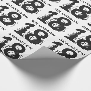 18th Födelsedag för en sonson, svart text på Presentpapper