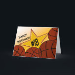 18th födelsedag för lycklig, basketstjärna! kort<br><div class="desc">Önska din favorit- basketstjärna per grattis på födelsedagen med detta roliga kort som firar deras kärlek för leken.</div>