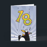 18th födelsedag - pingvinöverrrakningkort kort<br><div class="desc">Förvåna någon gammala roterande 18 år med detta humoristiska födelsedagkort!</div>