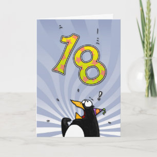 18th födelsedag - pingvinöverrrakningkort kort