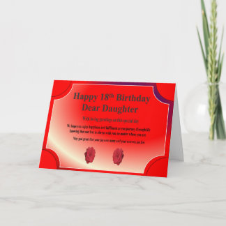 18th Födelsedagkort för en dotter Kort