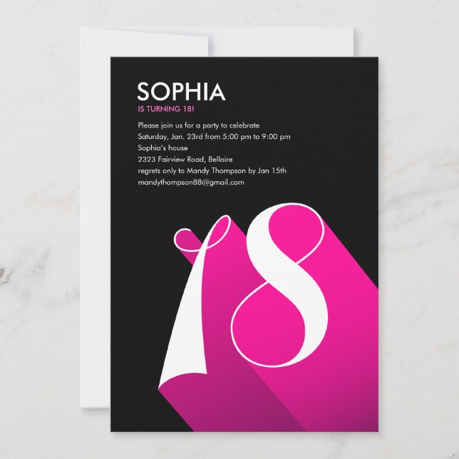 18th födelsedagsfest inbjudan för modern pop (Framsida)