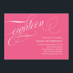 18th födelsedagsfest inbjudan för shock rosa<br><div class="desc">18th födelsedaginbjudningar för moderna shock rosa. Skräddarsy texten för dina partybehov.</div>