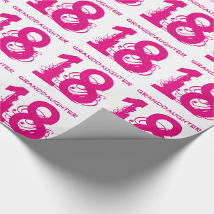 18th Födelsedagsondotter, rosa text på white. Presentpapper