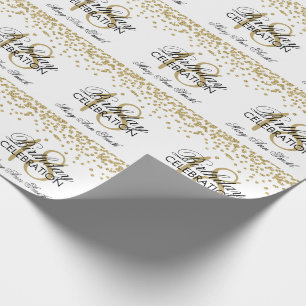 18th För Fauxglitter för födelsedag guld- vit f Presentpapper
