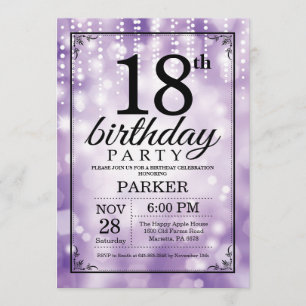 18th Glitter för födelsedaginbjudanlilor Inbjudningar