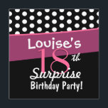 18th Rosa polka dots för vit för Inbjudningar<br><div class="desc">Denna svartvita polka pricker design med rosa brytningar är en roligt yet eleganten långt för att invitera folks till ett 18th ÖVERRRAKNINGfödelsedagsfestfirande. All text är totalt anpassadet. Du kan experimentera med olika pappra typer, genom att klicka på "den inbjudanalternativ" fliken på övrerighthanden, tränga någon. Jag rekommenderar det hued metalliska papperet...</div>