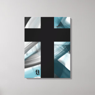 18x24" Trend Abstrakt Konst Canvas Svart Vitt Blåt