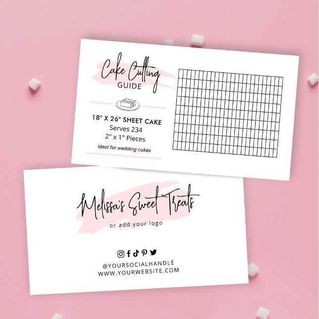 18x26 Lakan-inskärningsanvisningar 2x1-servationer Tilläggskort (18 x 26 inch rectangle wedding cake cutting guide)