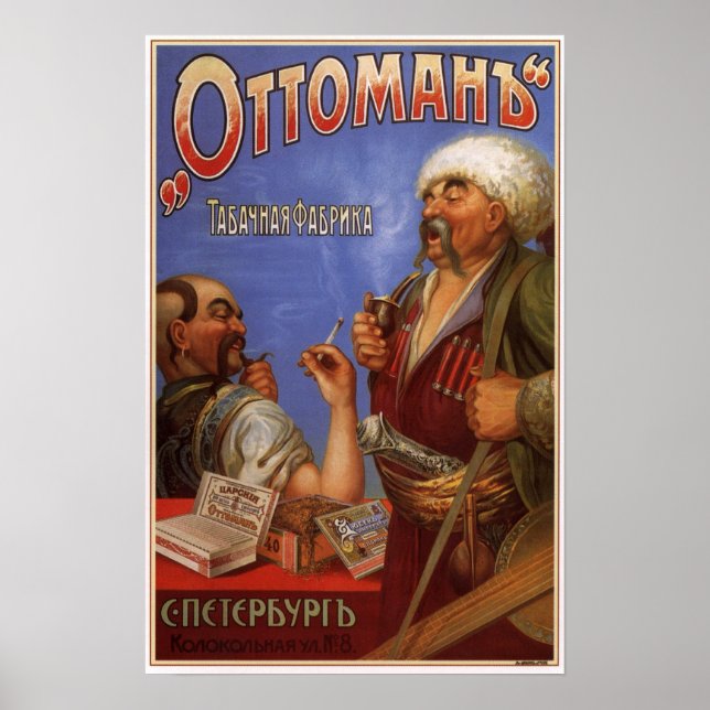 1900 års reklam för ryska Empire Tobacco Poster (Framsidan)