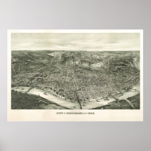 1900 det Cincinnati, OH fågelögat beskådar den Poster