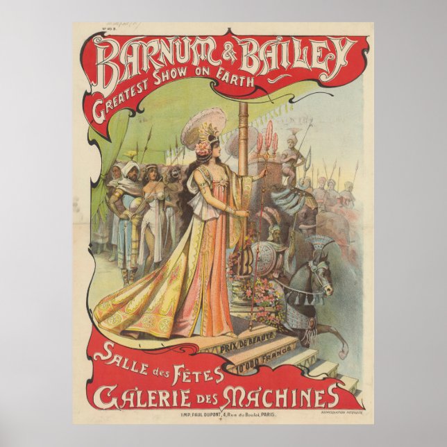 1900 Edel Barnum Bailey Skönhetsaffisch Poster (Framsidan)