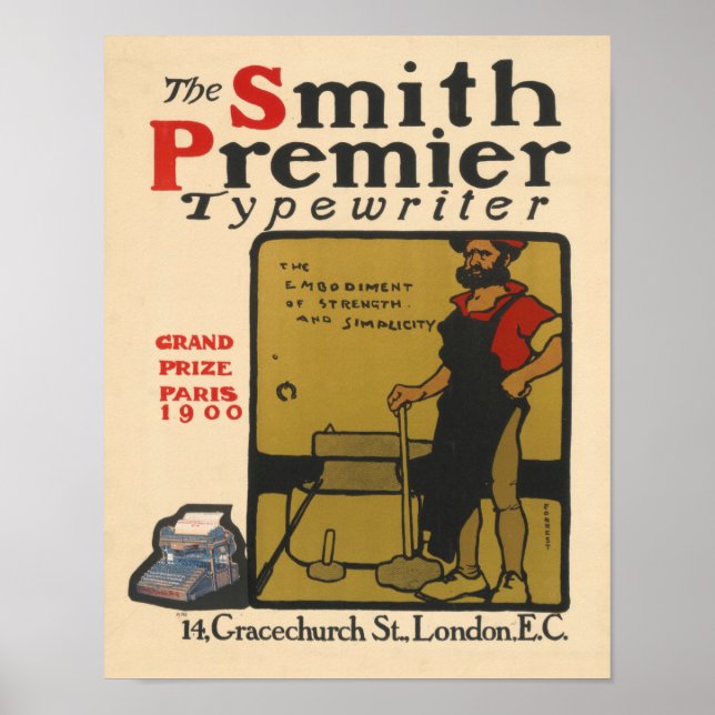1900 Forrest Smith Premier skrivmaskin Poster (Framsidan)