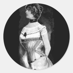 1900 korsetterad annons runt klistermärke