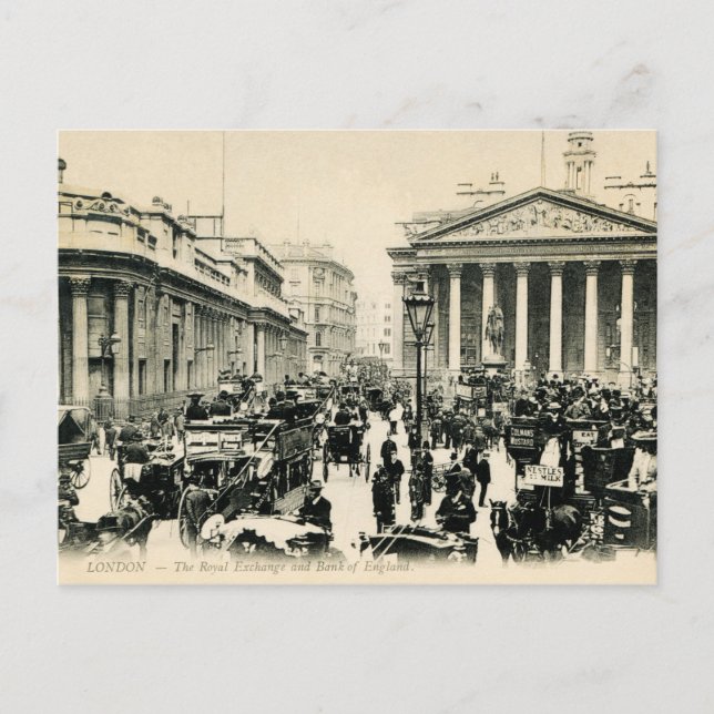 1900 London Royal Exchange and Bank of England Pos Vykort (Framsida)