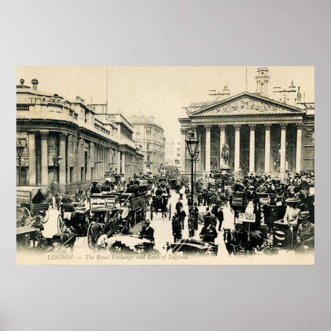 1900 London Royal Exchange and Bank of England Poster (Framsidan)