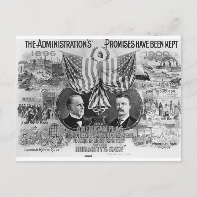 1900 Mckinley-Teddy Roosevelt Vykort (Framsida)