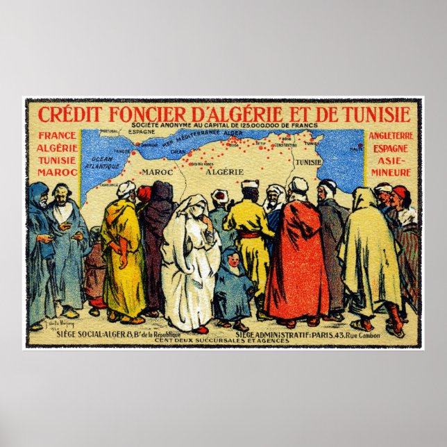 1900 Nordafrikanska Kredit-unionen Poster (Framsidan)