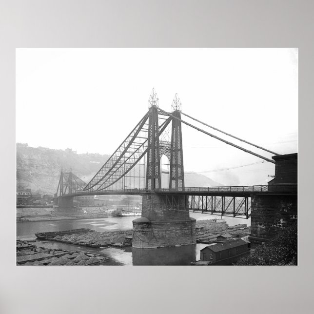 1900 Pointe Bridge Pittsburgh Pa. Skriv Poster (Framsidan)